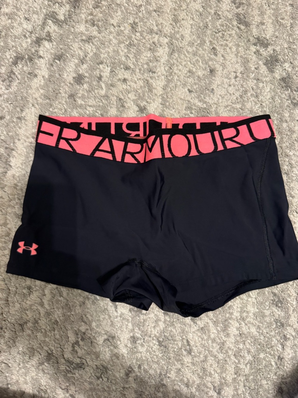 Under Armour Women’s Black Shorts with Pink Logo Waistband